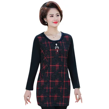 

Pladi T Shirt Women Long Sleeve Top Casual Pullovers Spring Fall New Fashion Mother Plus Size O-neck Tee Shirts Femme