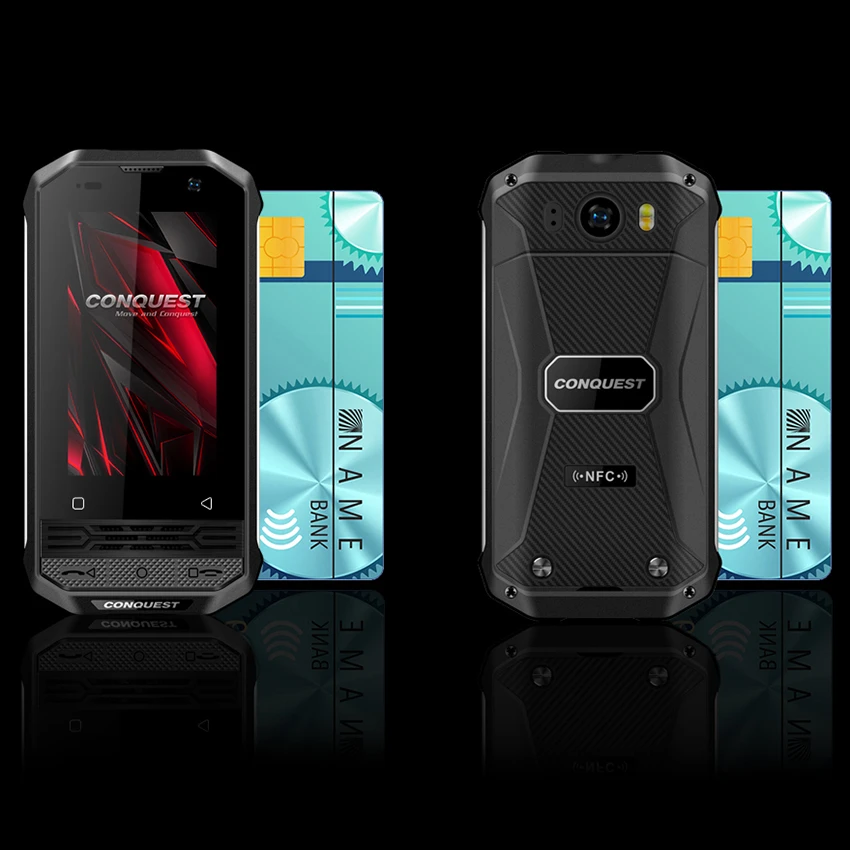 CONQUEST F2 NFC IP68 Ударопрочный мини смартфон Android 8 1 4G сканер отпечатков пальцев