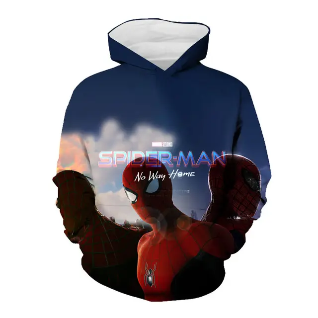 New Marvel Movies Spiderman Oversized Hoodies Kids Clothes Boys 3D Printed Casual Pullover Superhero Cartoon Black Sweatshirt Spiderman-50587