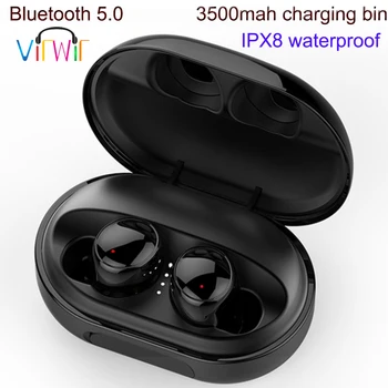 

Real wireless Bluetooth 5.0 sports office headset Tws Ipx8 waterproof mini earbuds cordless 3500mAh Bluetooth headset