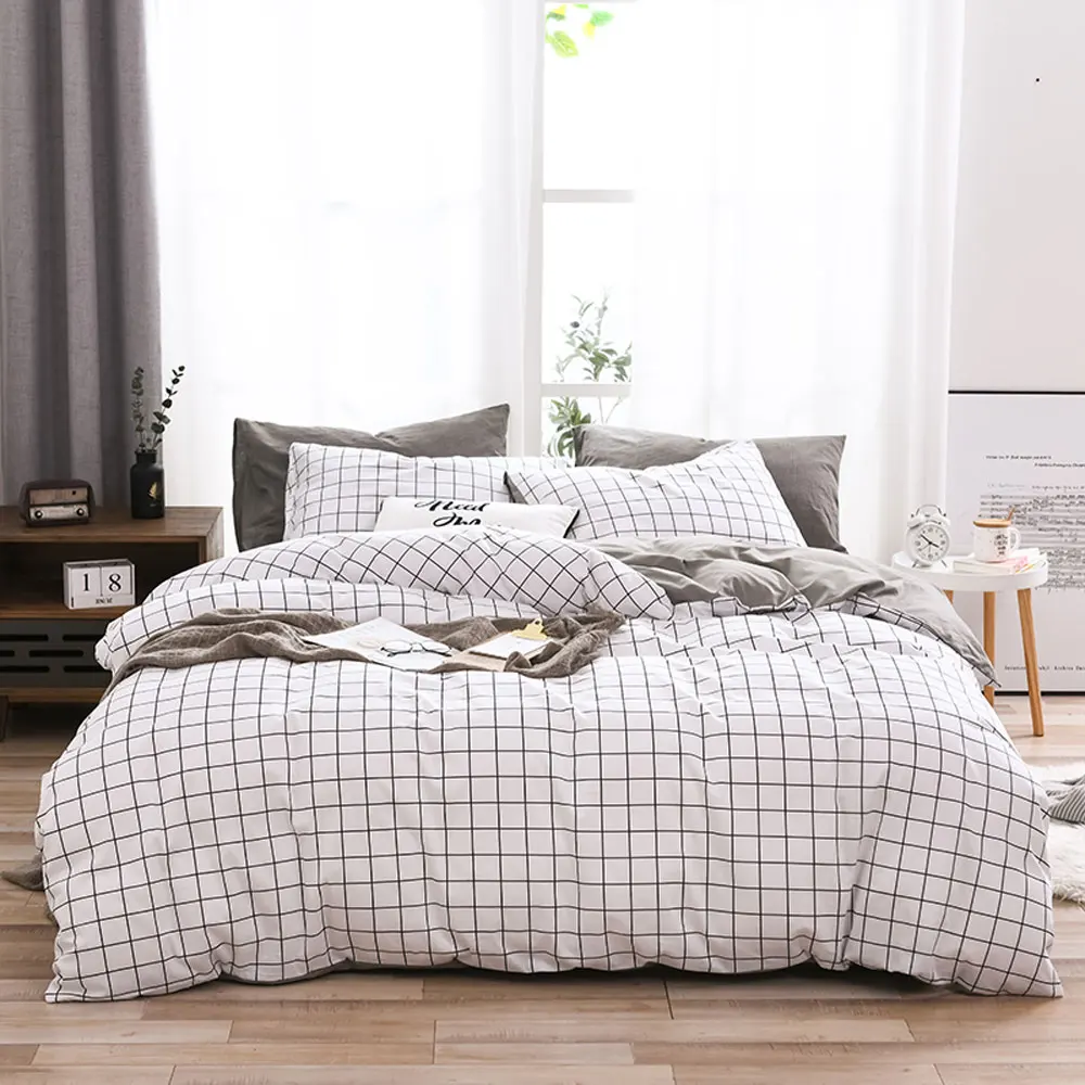 Simple Bedding Set with Pillowcase Stripes Duvet Cover Sets 100% Cotton Single Double Queen King Size Quilt Cover Bedclothes Simple Bedding Set with Pillowcase Stripes Duvet Cover Sets 100% Cotton Single Double Queen King Size Quilt Cover Bedclothes