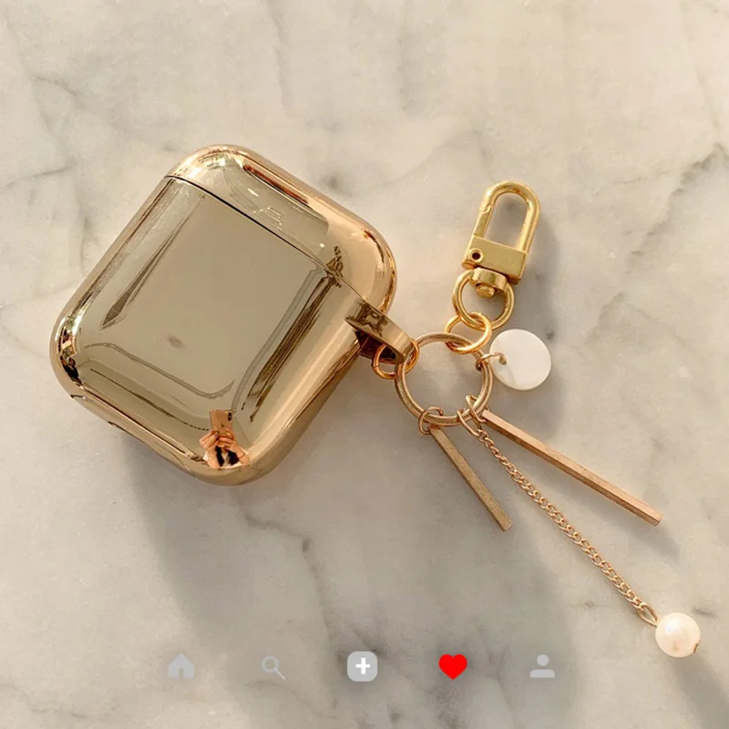 

Luxury Pearl Five-pointed Star Pendant Silicone Earphone Case for Apple Airpods Plating Glitter Bluetooth Headset Protect Cover