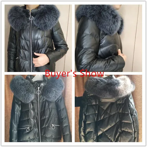 

Genuine Leather Jacket Winter Jacket Women Fox Fur Collar Down Jackets for Women Real Sheepskin Coat Chaqueta Mujer MY