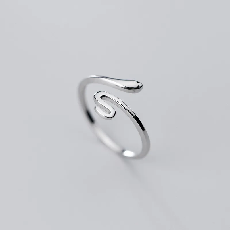 2020 New 925 Sterling Silver Jewelry Opening Rings Size Snake Cocktail Ring For Women jz002 | Украшения и аксессуары