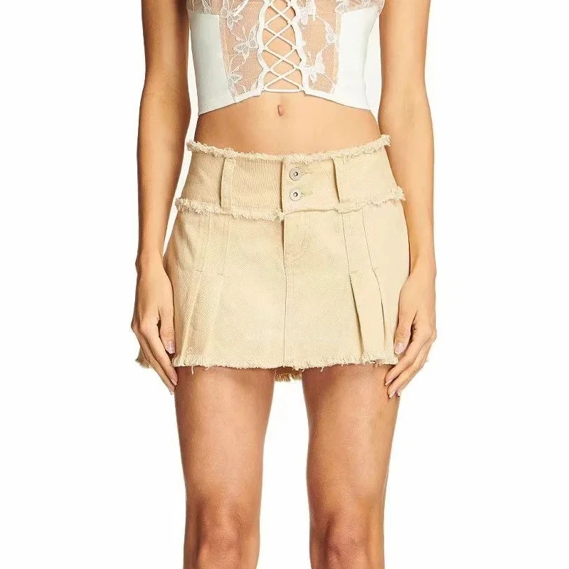 Minifalda Cargo de bajo con detalle de corte sin rematar para mujer| Faldas| - AliExpress