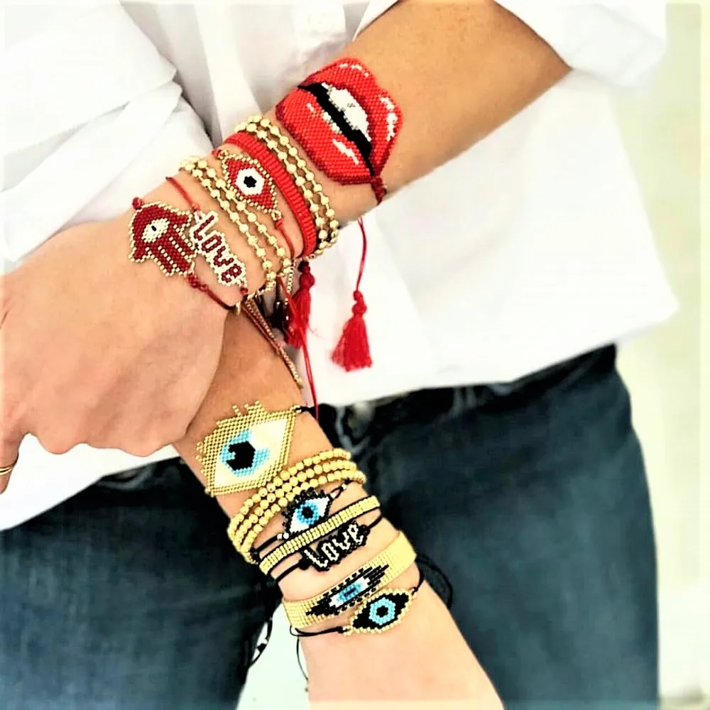 Go2boho Turkish Evil Eye Bracelet for Women Greek Bracelets Lips Pulseras Mexican Jewelry Femme Bijoux Armband | Украшения и