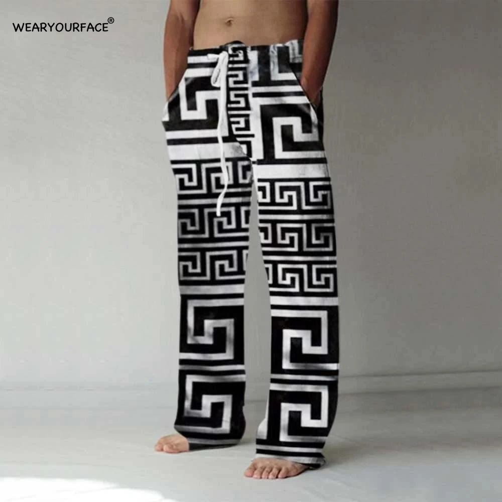 

Ancient Times Pattern Wide Leg Pants All Over Print Full Length Hipster Fashion Streetwear US Size Sweatpants Men Clothing