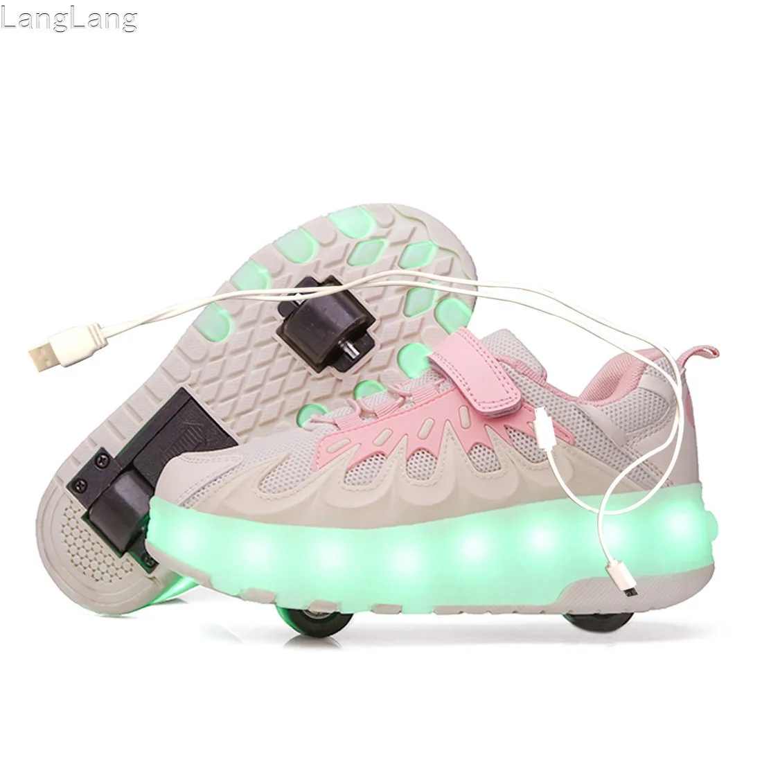 Модные детские кроссовки Heelys с USB-зарядкой со светодиодной светильник кой |