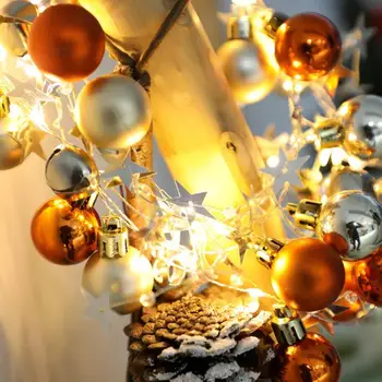

2m Christmas Tree String Lights Led Lights String Pine Cone Needles Copper Wire Fairy Lights Ins Bells Garland Decor Xmas Gifts