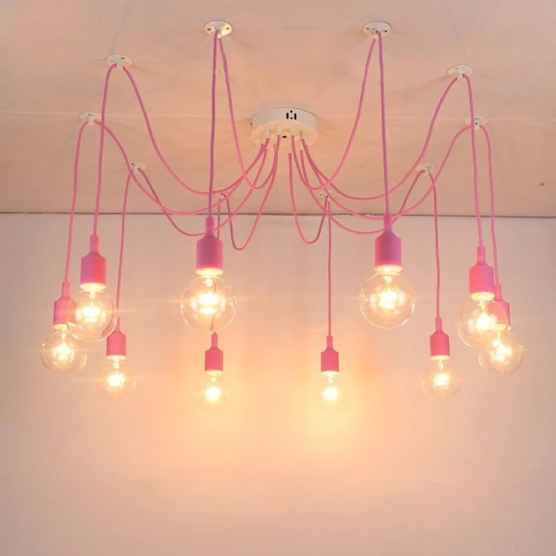 

E27 Base Pink LED Nordic Ceiling Light Pendant Lamp Creative Kids Child Bedroom Lights Lighting Modern Lamps Fixtures Chandelier