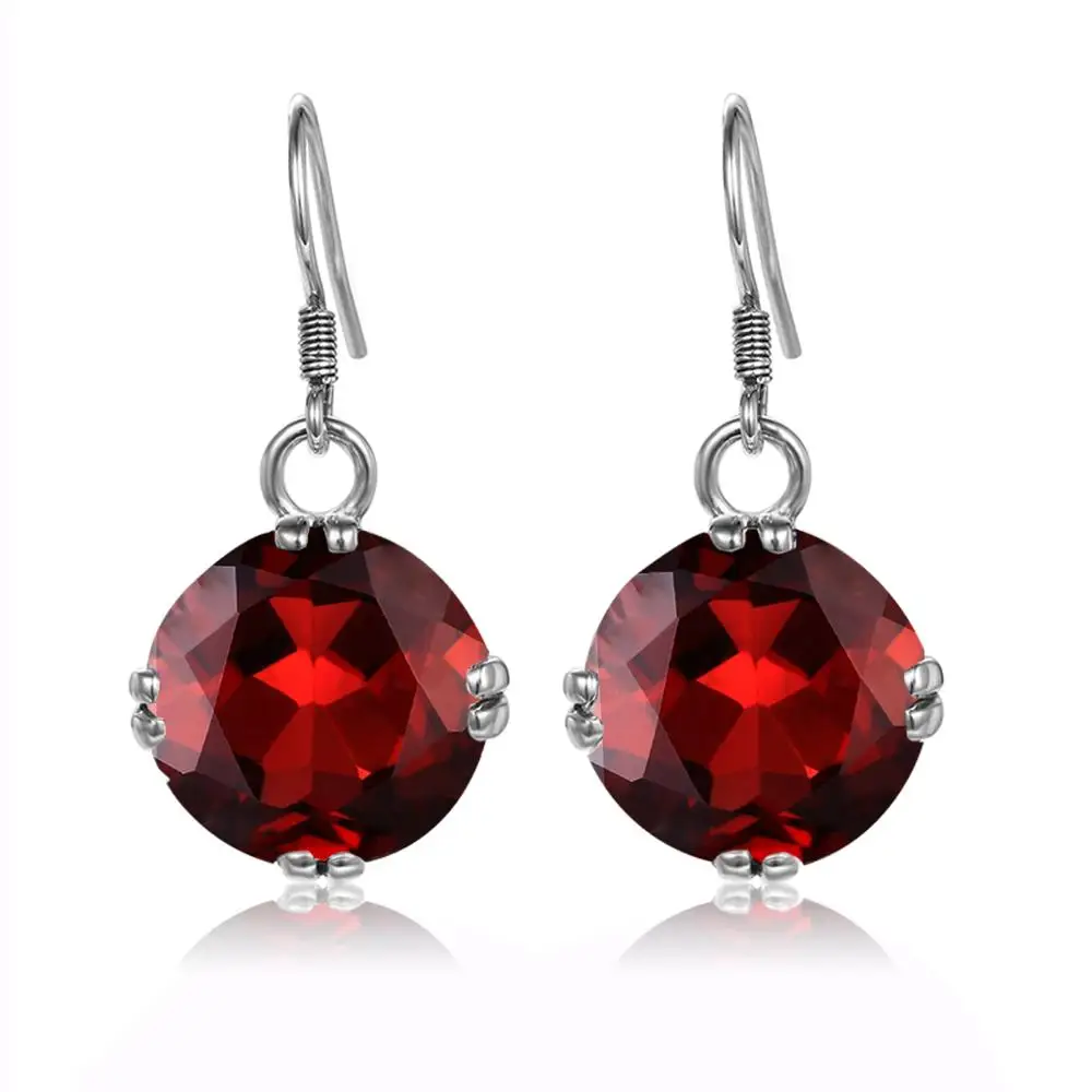 

925 Silver Garnet Earrings for Women Mujer Oreja Wedding Gemstone Orecchini 925 Sterling Silver Drop Earring jewelry