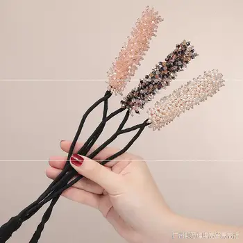 

Hair Band Meatball Head Bud Head Useful Product Lazy Simple South Korea Crystal Pearl Fluffy Hair Band GIRL'S Headdress