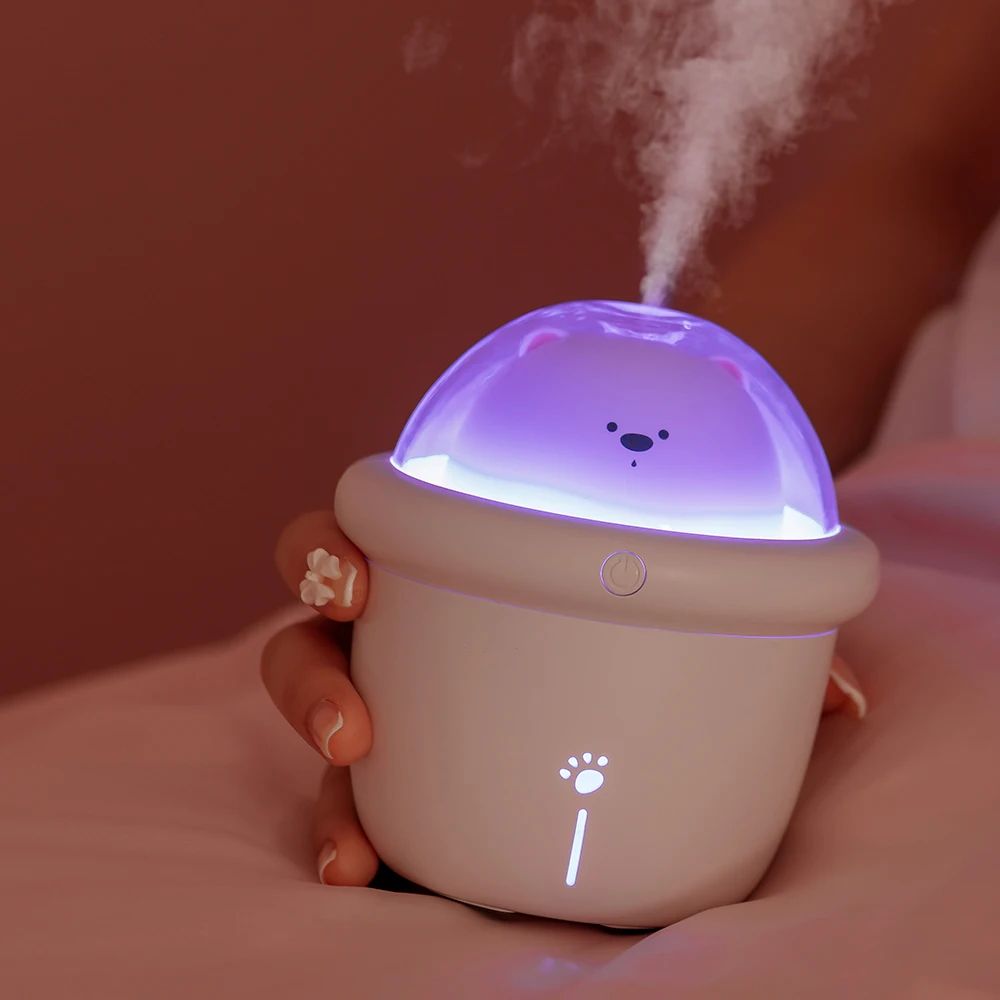 Lovely Space Bear Umidificatore d'aria USB Ultrasuoni Nebbia fredda Fogger con luce LED 200ml Mini auto USB Diffusore di aromi d'acqua_voghion.com