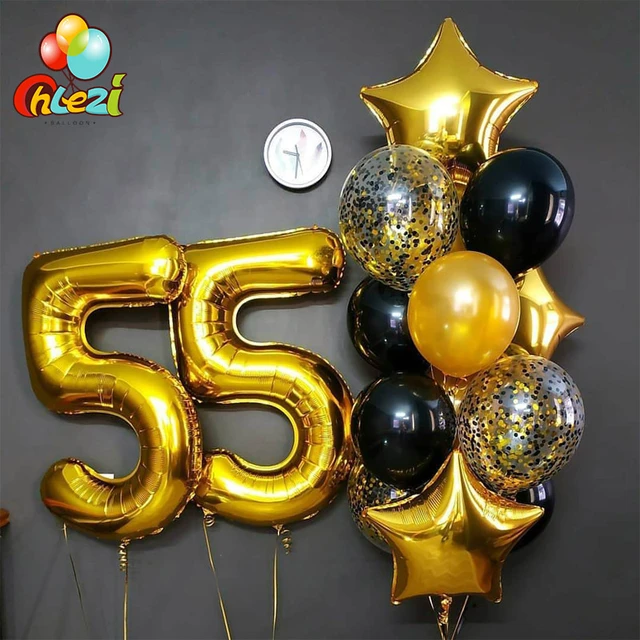 Kit de guirnalda de globos dorados y negros, confeti dorado, globo de látex  de 30, 40, 50, decoración de fiesta de feliz cumpleaños y Baby Shower, 123  unidades