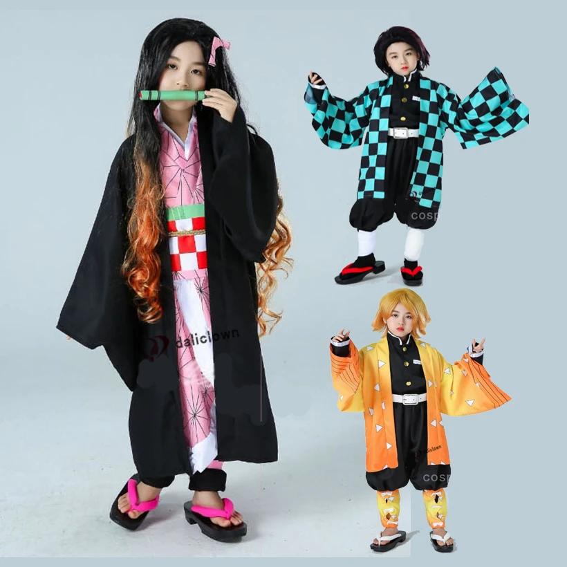 Kimetsu no Yaiba Kamado Nezuko Cosplay Costume Kimono Coat Kids Demon Slayer Boys' Costumes