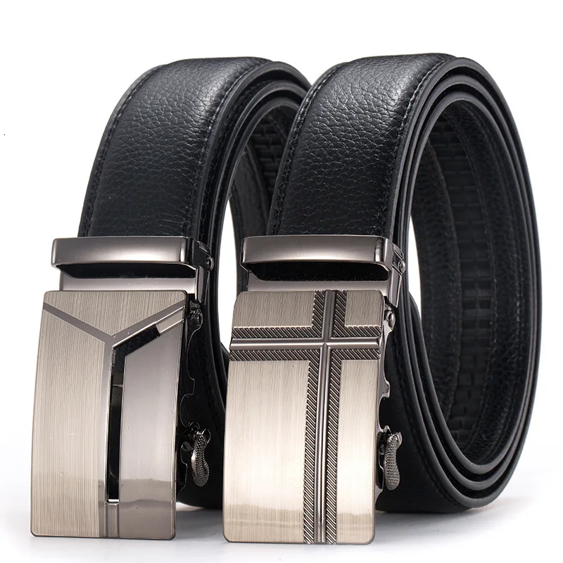 PU faux Leather ratchet belt Mens fabric Automatic Buckle Fashion Belts For Men Business Popular Male Brand Black Belts Luxury