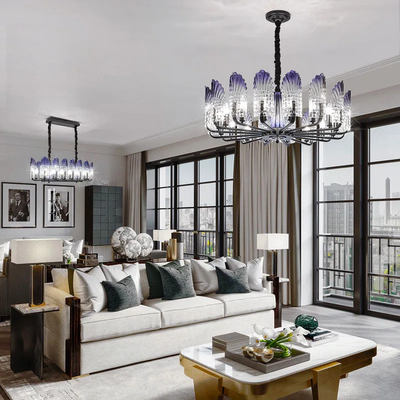 Современная люстра с голубым павлином Потолочная в стиле ар деко подвесная для