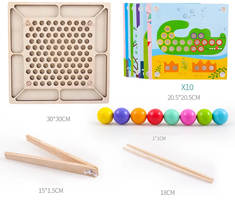Монтессори обучающая игрушка из дерева многофункциональная игра-головоломка из бисера Детская клипса бусины деревянные игрушки для детей Обучающие подарки