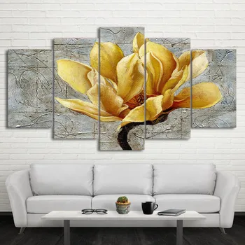 

5 Panel Painting Canvas Wall Art poster Yellow flower Modern Home Decoration Living Room Canvas Print Painting cu-1198c