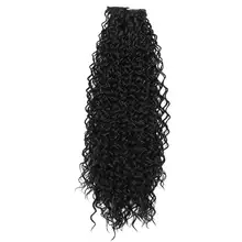 Beauty On Line Synthetic Clip in High Temperature Fiber Hair Extensions Jerry Curly 7 Pieces/Lot 22Inches Natural Black Color