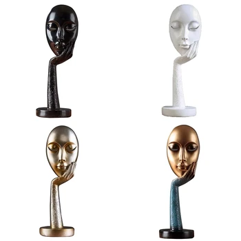 

NEW-Modern Human Meditators Abstract Lady Face Character Resin Statues Sculpture Art Crafts Figurine Home Decorative Display