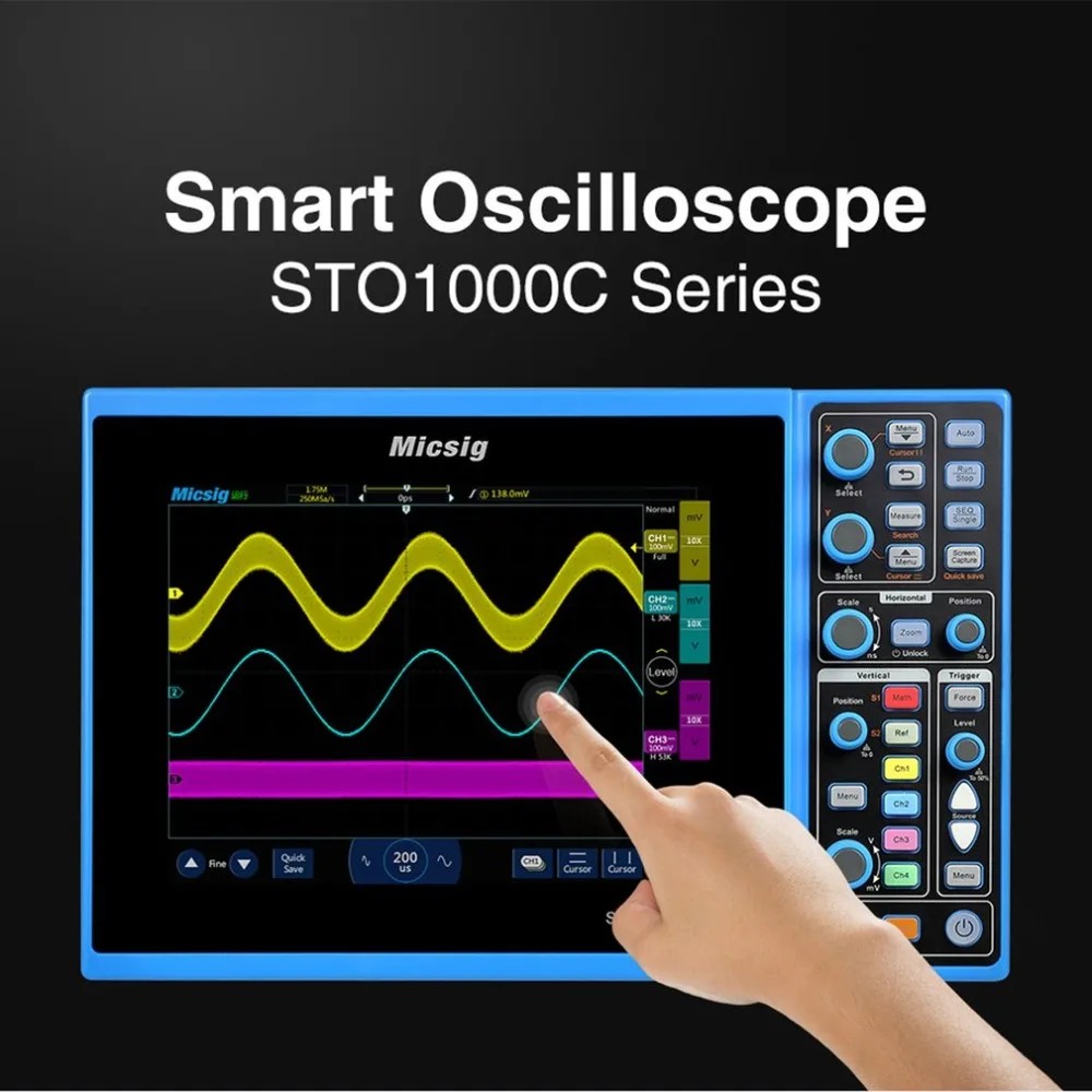 Micsig планшет осциллограф STO1104C 100MHz 4CH 1GSa сенсорный экран с батареей