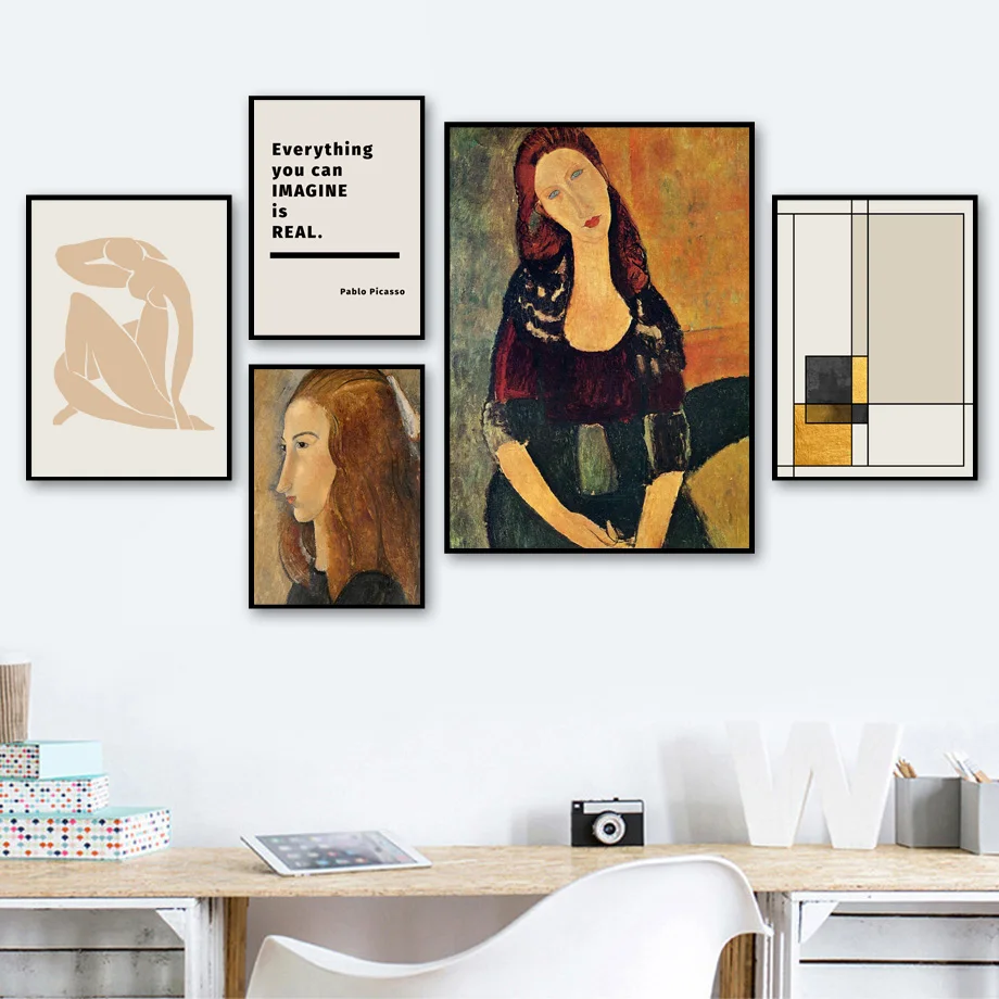 

Abstract Woman Plaid Quote Wall Art Print Canvas Painting Nordic Canvas Posters And Prints Wall Pictures For Living Room Decor