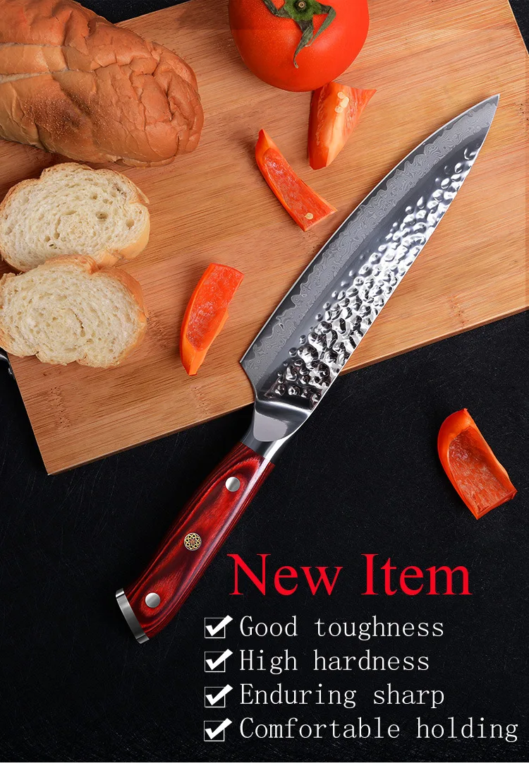Кухонный нож, 8 дюймов, профессиональные японские поварские ножи 7CR17 440C, высокоуглеродистая Нержавеющая сталь, нож для мяса, нож сантоку