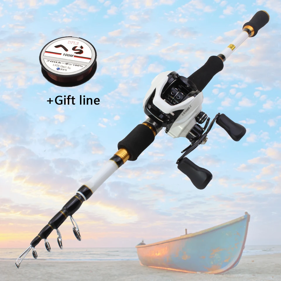 1.8m 2.7m White Cast Rod And Cast Fishing Reel Set, Carbon Bait