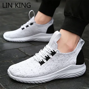 

LIN KING New Lace Up Men's Casual Shoes Comfortable Non Slip Male Sneakers Lightweight Breathable Shoes Tenis Masculino Adulto
