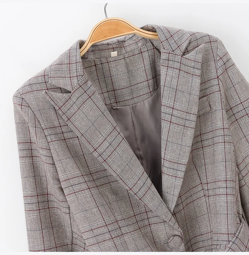 

Wb41 Pattern Color Mixture ~ Lace-up Waist Hugging Backswing Slit Elegant Plaid Western Style Small Suit Coat Women's