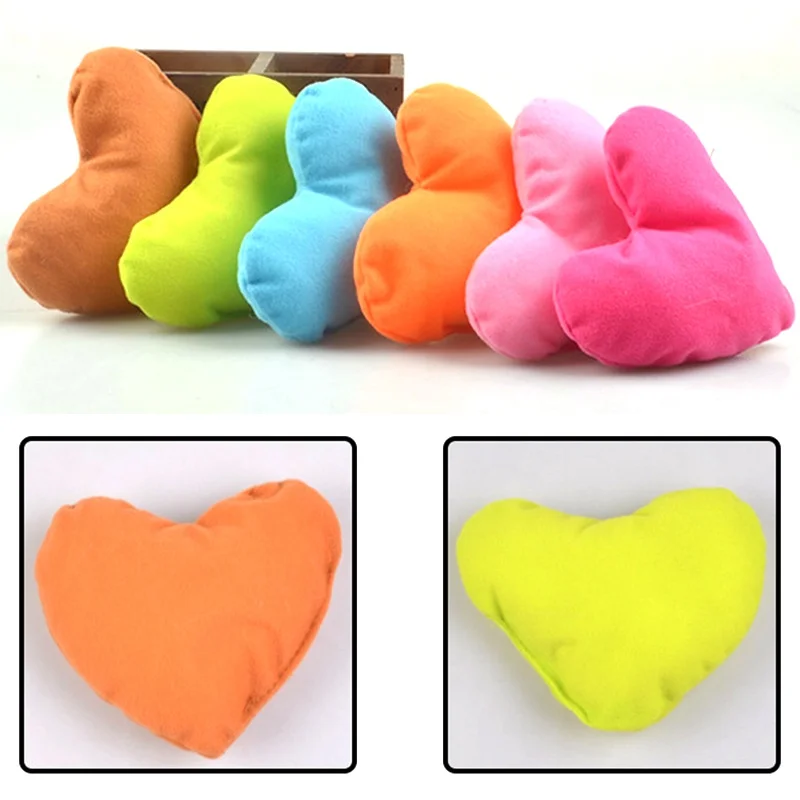 Мягкая подушка для питомца в форме сердца ярких цветов, креативная плюшевая подушка для питомца, собаки, кошки, укуса, игрушки для щенков, аксессуары для будки, игрушки для собак