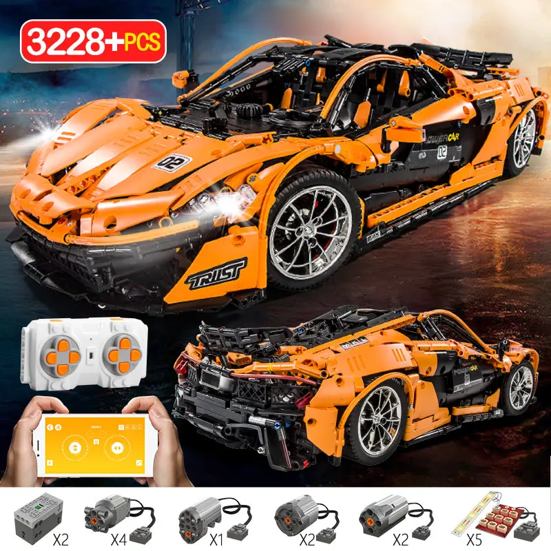 

3228pcs RC McLaren P1 Orange Racing Car Technic Series APP Remote Control Function Building Blocks Power Motor Toys For Kids
