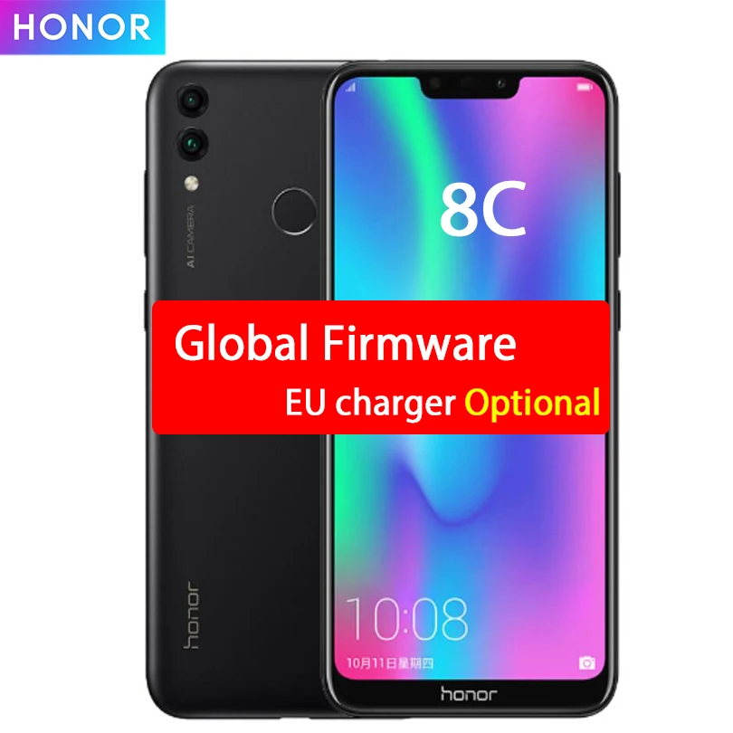 En venta Original Honor 8C 3 ranuras identificación facial 6,26 pulgadas Snapdragon 632 Octa Core frente 8.0MP cámara trasera Dual 4000mAh Ylp7Meq8