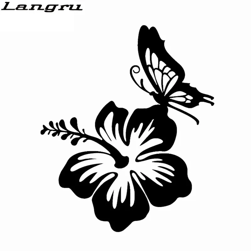 Langru 13*15 4 см новый дизайн Гавайский Гибискус цветок бабочка виниловая графика