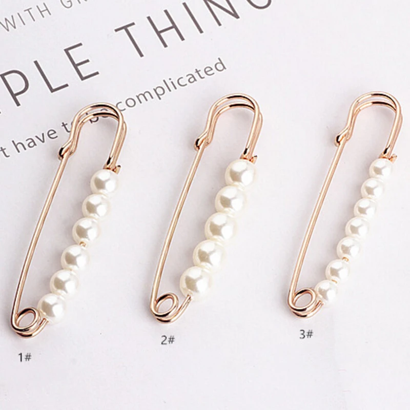 Fashion Fixed Straps Anti Slip Pin Jewelry Simple Enamel Big Pearl Brooch Women Charm Acc Cardigan Anti Wearing Pins Enamel Pin