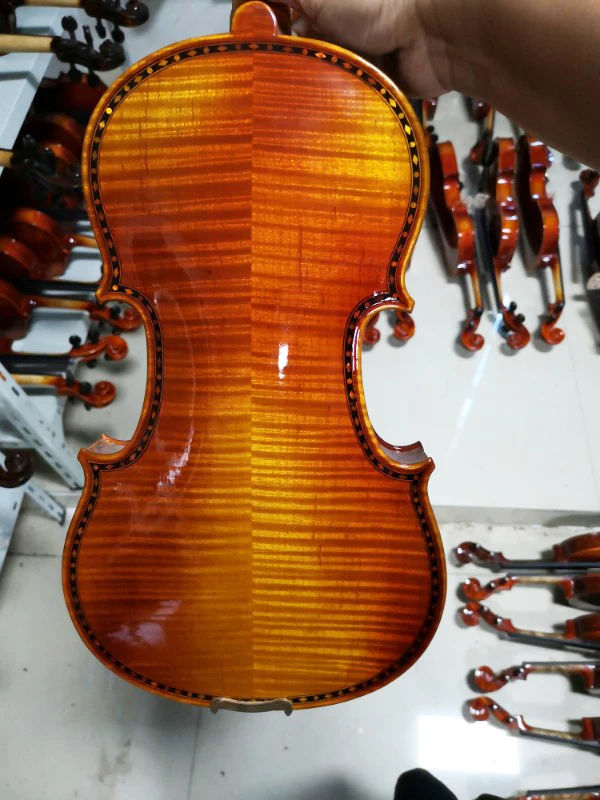 

Colorful shell inlaid hand-carved violin 4/4 solid wood single board natural grain road violin high quality stringed instrument
