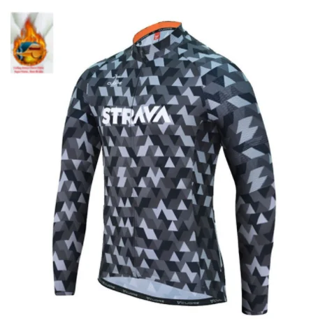 Pro STRAVA зимний термальный флис Велоспорт Джерси Набор велосипедная одежда invernale велоодежда MTB велосипед Джерси - Цвет: 7