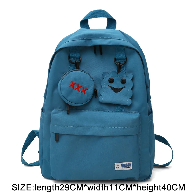 Корейский стиль, холщовый рюкзак для женщин, Простой Модный молодежный рюкзак для путешествий, школьная сумка для отдыха, сумка-тоут для девочки-подростка, сумка через плечо - Цвет: pendant blue