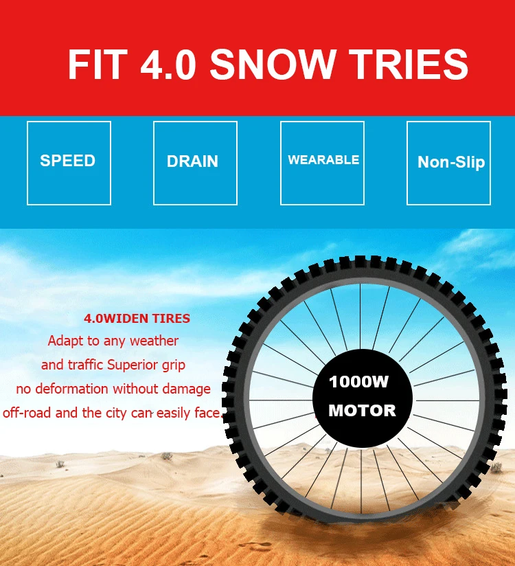 Powerful Electric Scooter 1500W1000W 2 Wheels Electric Bicycle 48V SnowBeach Off Road Fat Electrtic Bicycle Bike Adults  (9)