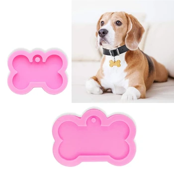 

2 Sizes Silicone Bone Shape Pendant Resin Mold DIY Dog Tag Keychain Resin Molds X7YA