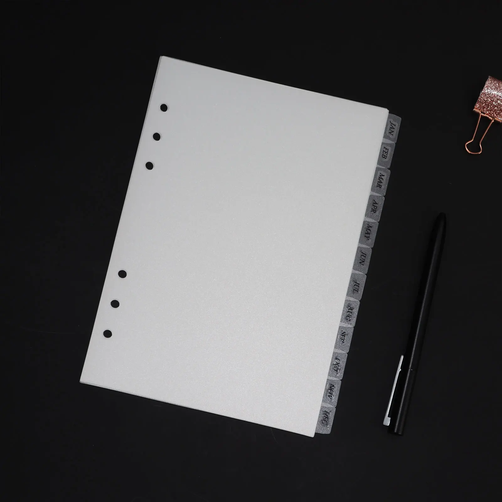6 Hole A5 Dividers Tabs 12pcs Plain White A5 Plastic Tab Dividers Monthly Planner Clear