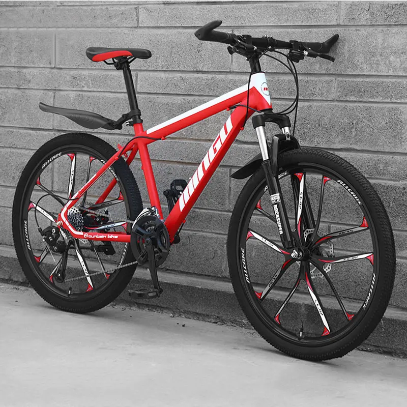 Mountain Bike 24/26 inch Speed Ten Knife Wheel Off-road Double Disc Brake Oil Brake Shock Absorber Road Racing Student Adult