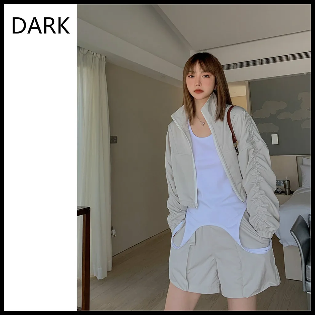 

[DARK] Sports And Leisure Fashion Suit Women Summer Thin Short Short Loose Jacket High Waist Shorts
