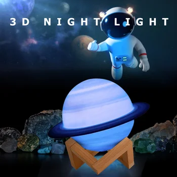 

16 Colors Bedroom Decoration Ornaments Saturn Lamp Sleeping Light Bedroom Bedside Table Lamp 3D Print LED Night Light Gift