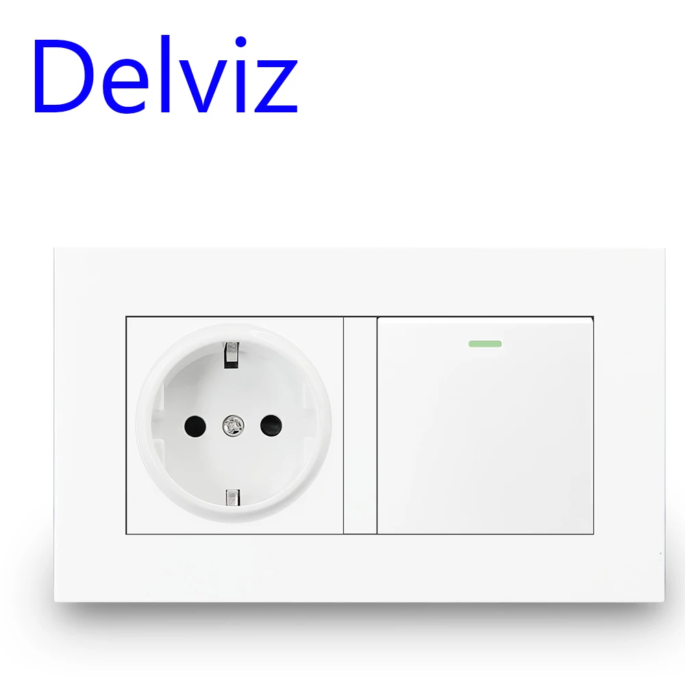 Delviz настенная розетка питания 16A белый AC 110 250 В 1 банда 2Way / 1Way ВКЛ ВЫКЛ кнопочная