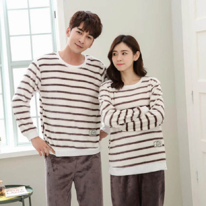 Парные пижамы для женщин и мужчин, фланелевые флисовые теплые осенне-зимние пижамы, женские пижамы, Пижама для женщин, пижамный комплект, сексуальное ночное белье - Цвет: 9