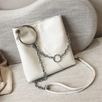 

Fashion Trend Soft PU Leather Tote Messenger Bag Women Handbag PU Leather Shoulder Bag Casual Female With Chains Bags