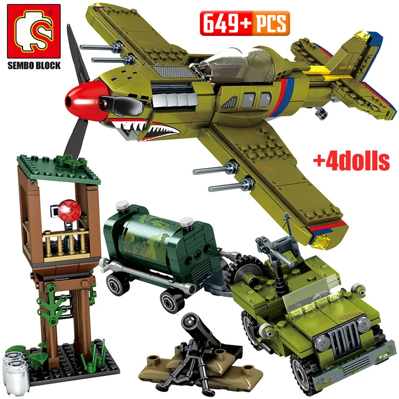 SEMBO Военная серия Истребитель модель строительные блоки WW2 раствор вертолет