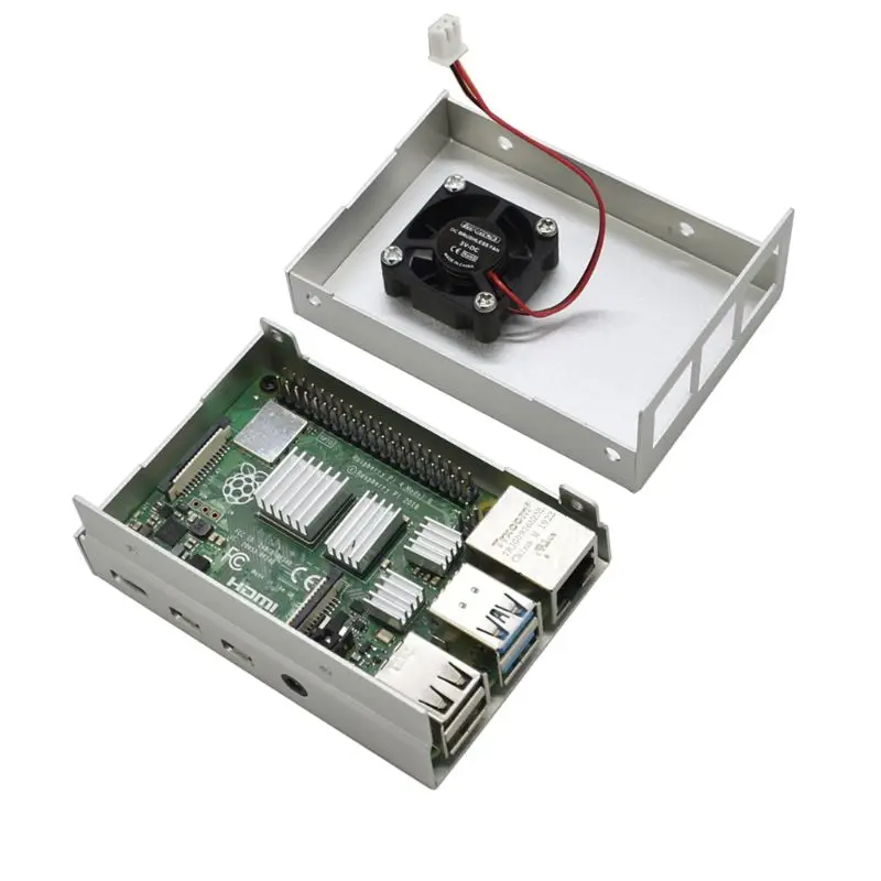 1 комплект алюминиевый корпус металлический корпус с охлаждающим вентилятором для Raspberry Pi 4B Kit